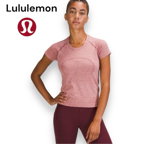 lululemon athletica Tops - Lululemon Swiftly Tech Short Sleeve 2.0 Race Length Spiced Chai/ Pink Rosebud 12